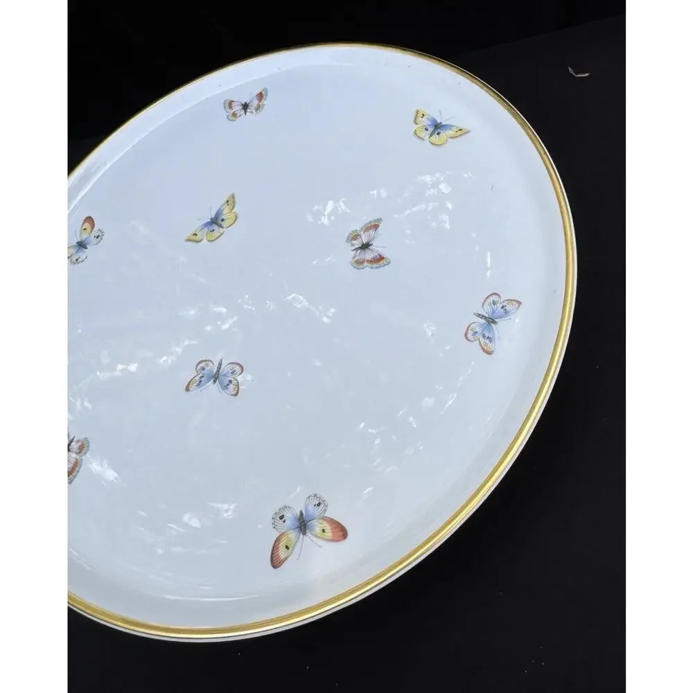 Tharaud Limoges Porcelain White Butterfly Cake Plate Rare! -8/25